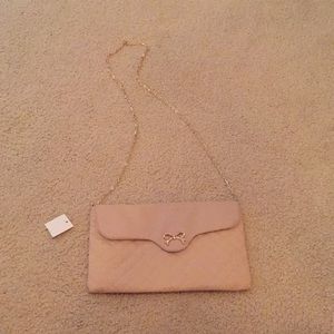 Blush/nude clutch or cross body bag.